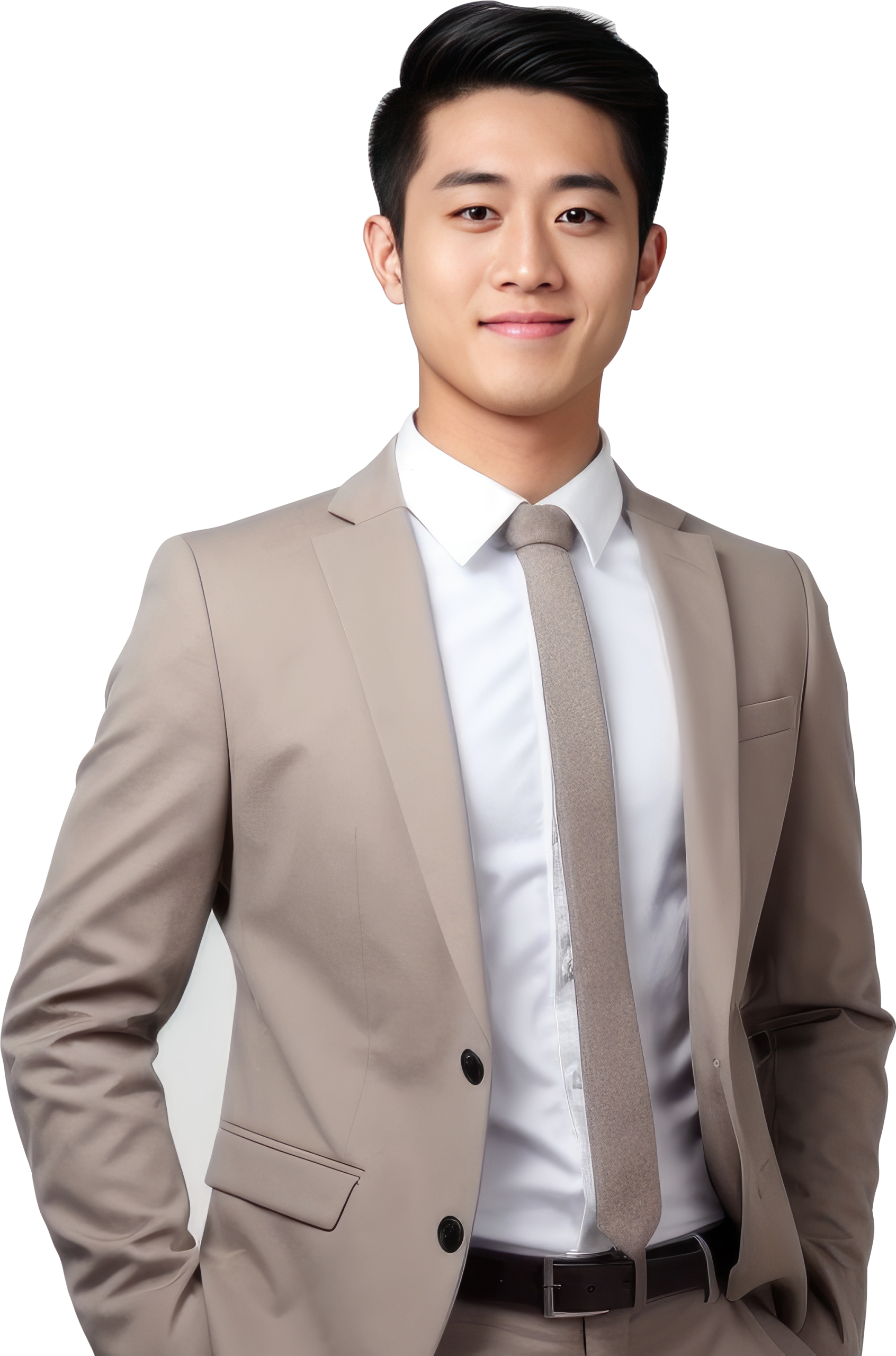 Professional man in business attire with a confident smile, representing an authorised 24-hour money lender in Singapore, exuding trustworthiness and credibility.